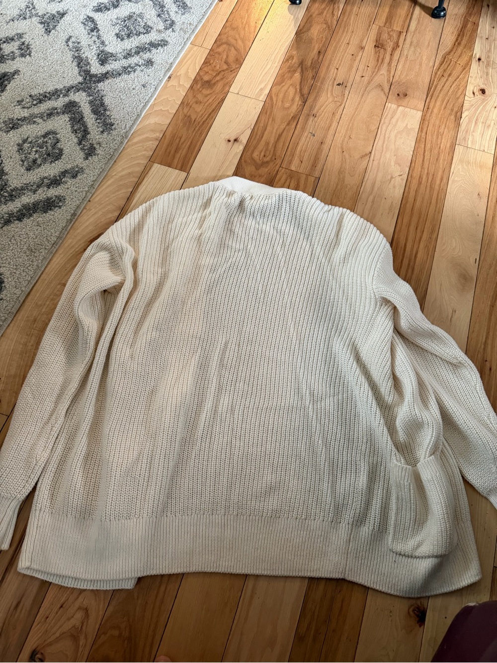 LOFT Cream Ribbed Button-Front Cardigan - Picture 4 of 5